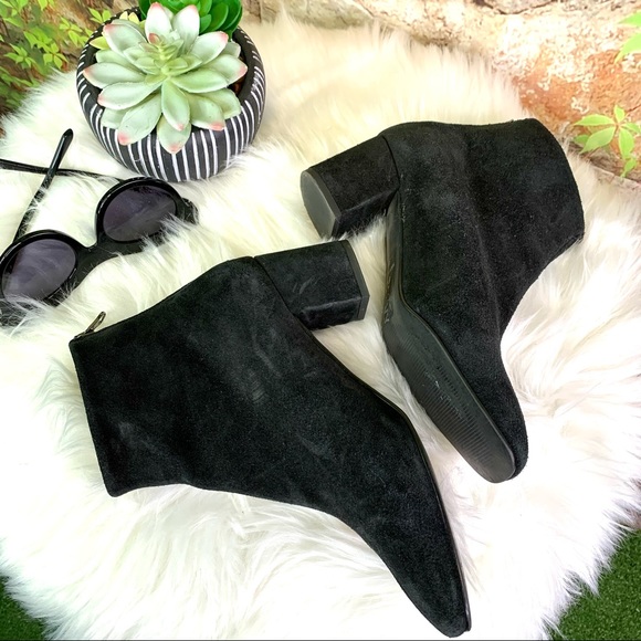 RENVY Black Floral Suede Embroidered Ankle Boots, 38/8 - Picture 10 of 13